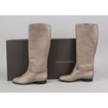 Bottega Veneta, elegant knee-high slip-on boots, taupe leather and other materials, slim fit,