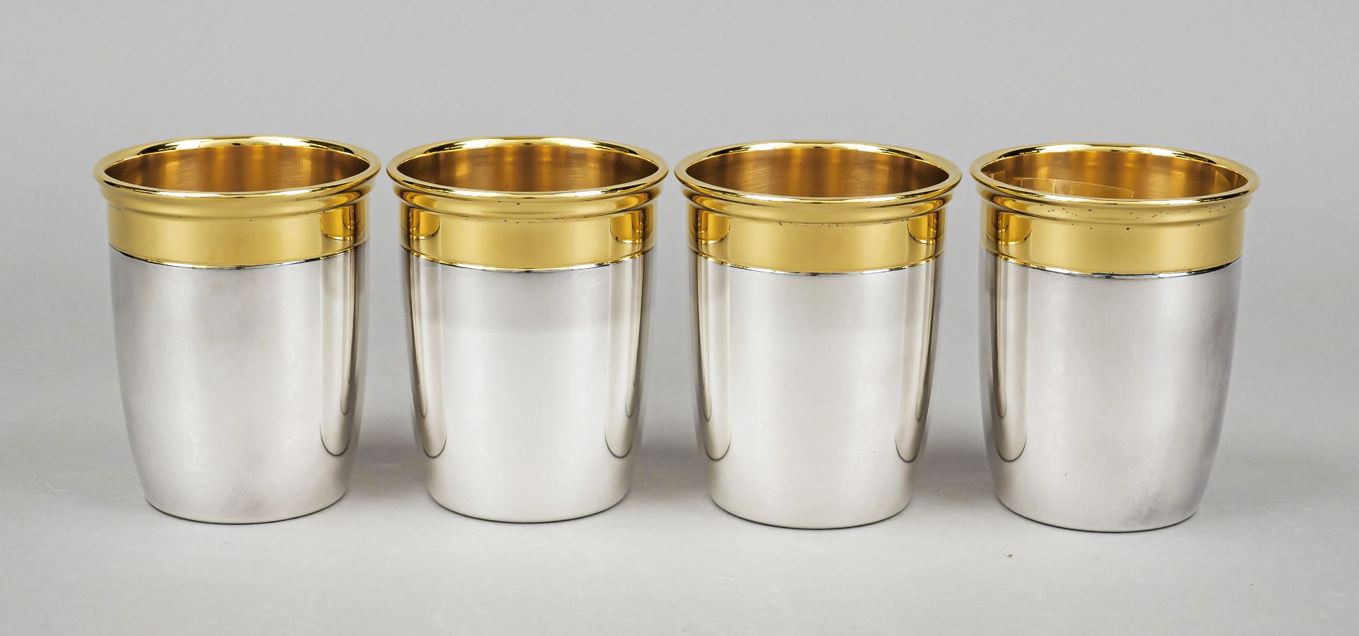 Four beakers, German, 2nd half 20th century, maker's mark Emil Hermann, Waldstetten, sterling silver