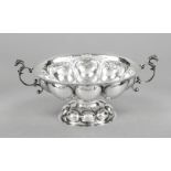 Brandy bowl, Netherlands, 20th century, silver 835/000, oval domed stand, body with handles to the