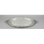 A large oval tray, German, 20th century, maker's mark OS, silver 800/000, curved rim with applied