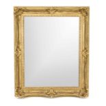 Wall mirror around 1900, stuccoed gold-bronzed wooden frame, 110 x 88 cm