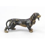 Small bronze in the style of Viennese bronzes, 20th century, dachshund, polychrome cold-painted