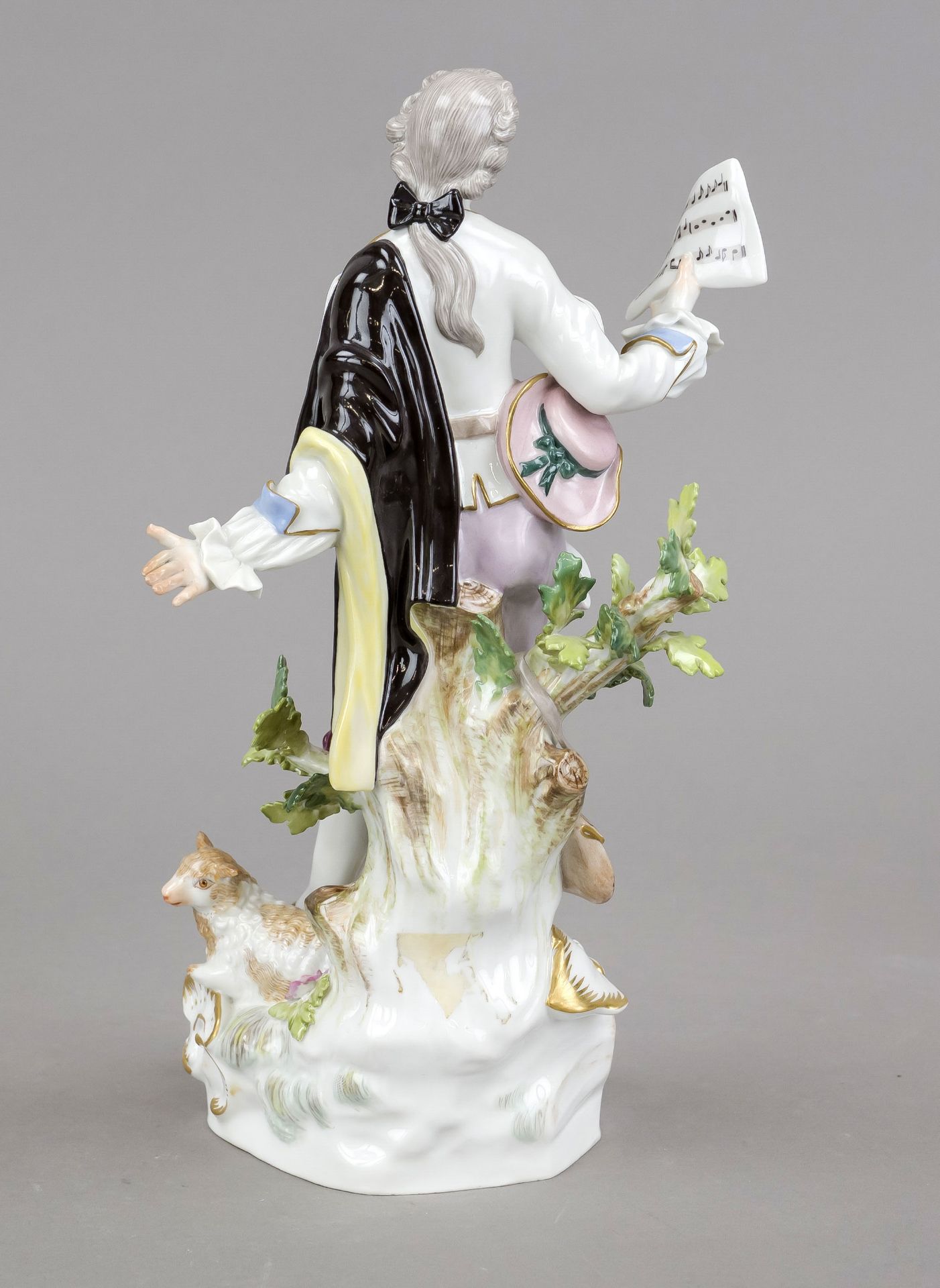 Shepherd with sheet of music, Meissen, after 1973, 1st W, designed by Johann Joachim Kaendler in - Image 2 of 2