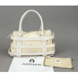 Aigner, Small Vintage Damascus Belt Bag, cream white leather with sand-colored fabric pouch as