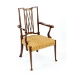 Armchair, England 19th century, mahogany with thread inlays, 102 x 57 x 50 cm - The furniture can