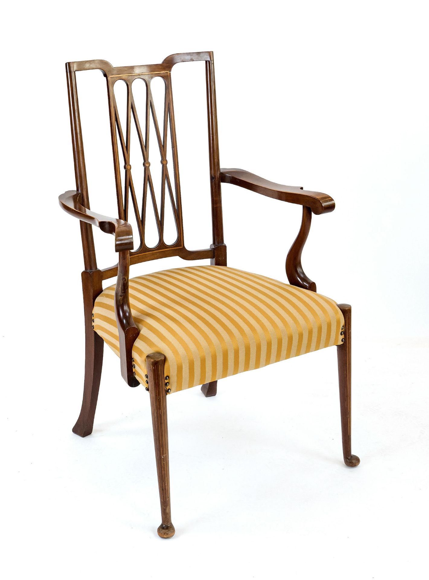 Armchair, England 19th century, mahogany with thread inlays, 102 x 57 x 50 cm - The furniture can