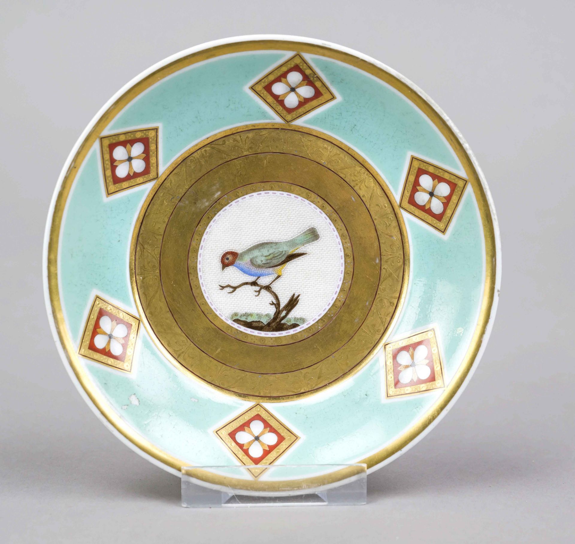 A cup and saucer, KPM Berlin, c. 1800, 1st choice, painter's mark 1803-1813, rare cup form with - Image 2 of 5