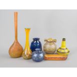 Six vases and a bowl, 2nd half 20th century, including Eisch, Delatte, etc., various shapes and