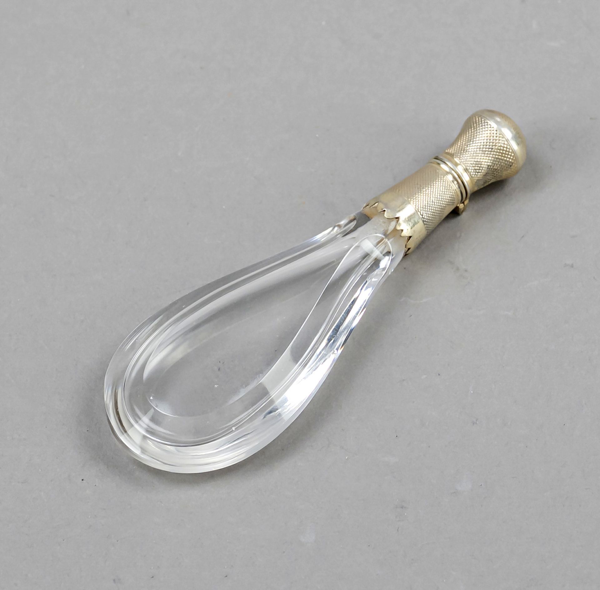 Perfume bottle with silver lid mounting, 1st half 20th century, hallmarked silver, with engraved
