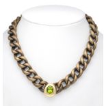 Isabelle Fa necklace, GG 750/000 and bronze, set in rose gold with an oval faceted peridot 3.5 ct in