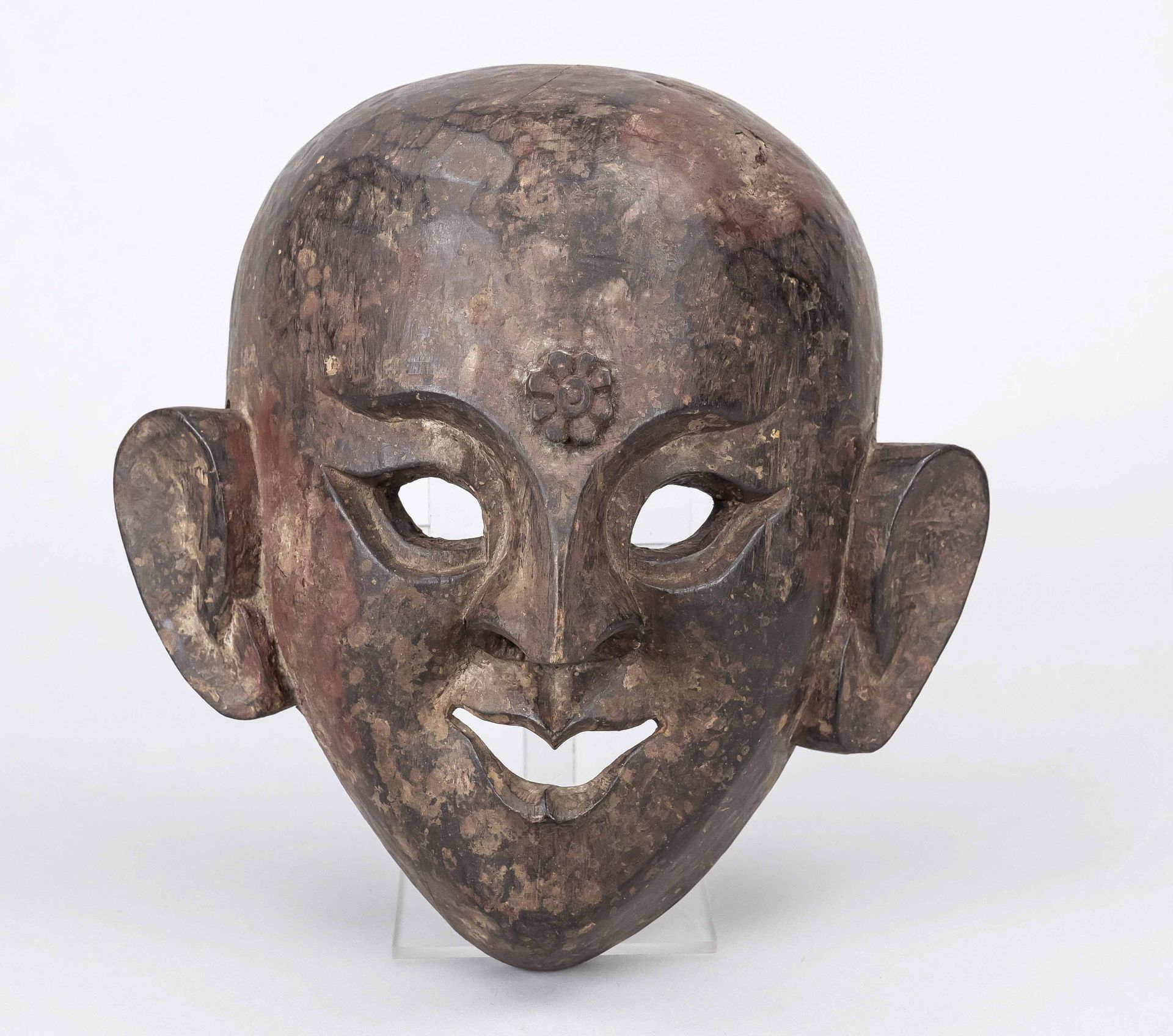 Mask of the Mystery Play, Nepal, 18th century or later, wood with remains of lacquer-colored