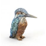 Small bronze in the style of Viennese bronzes, 20th century, kingfisher, polychrome cold-painted