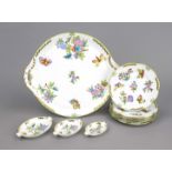 Mixed lot Herend, 10 pieces, marks after 1967, shape Ozier, decor ''Victoria bord d'or'', flower and