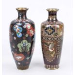 Two cloisonné vases, Japan c. 1900 (Meiji). Both faceted, rubbed and slightly chipped, h. up to 25