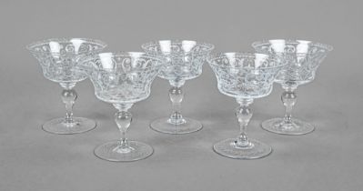 Five champagne glasses, Austria, 1st half 20th century, J. & L. Lobmeyr, Vienna, from the Baroque