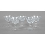 Five champagne glasses, Austria, 1st half 20th century, J. & L. Lobmeyr, Vienna, from the Baroque