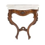 Console table with white marble top, Louis-Phillipe around 1860, mahogany, 78 x 72 x 40 cm - The