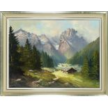 Unidentified artist 2nd half 20th century, ''Blick ins Loisachtal'', Alpine landscape, oil on