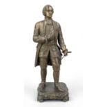 Anonymous sculptor of the 19th century, standing figure of a nobleman, patinated bronze on a