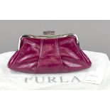 Furla, Vintage Burgundy Patent Leather Evening Clutch, burgundy patent leather with crinkle