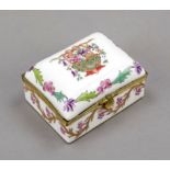 Small lidded box, 20th century, polychrome painted in enamel colors and ornamental gilding,