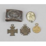 Luftwaffe belt buckle and 4 medals or badges, 1st half of the 20th century Iron belt buckle,
