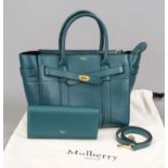 Mulberry, Green Classic Grain Bayswater Zipped Bag, fir green grained leather with dark