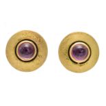 Tourmaline stud earrings gold on silver 925/000 with 2 round tourmaline cabochons 5 mm, color