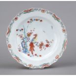 Plate, Chelsea, England, c. 1765, polychrome Kakiemon painting in enamel colors, peony branch with