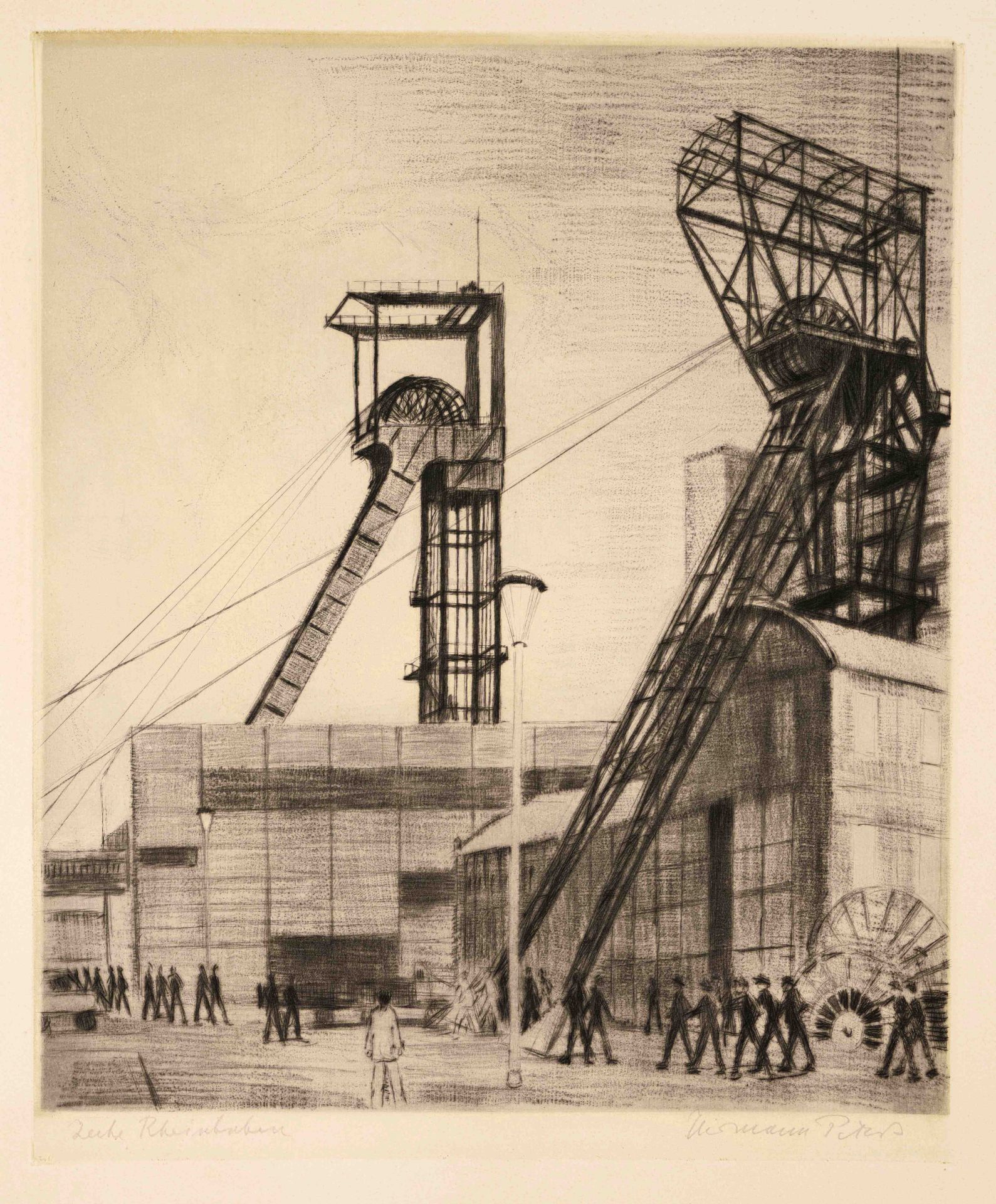 Mixed lot of 10 etchings by various artists, 1st half of the 20th century, with motifs from mining - Image 4 of 4