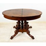 Oval extending table, Louis-Philipe around 1860, mahogany veneer, 75 x 119 x 88 cm - The furniture