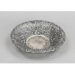 A round openwork basket, German, 20th century, probably Hanau, silver 800/000, fitted curved rim,