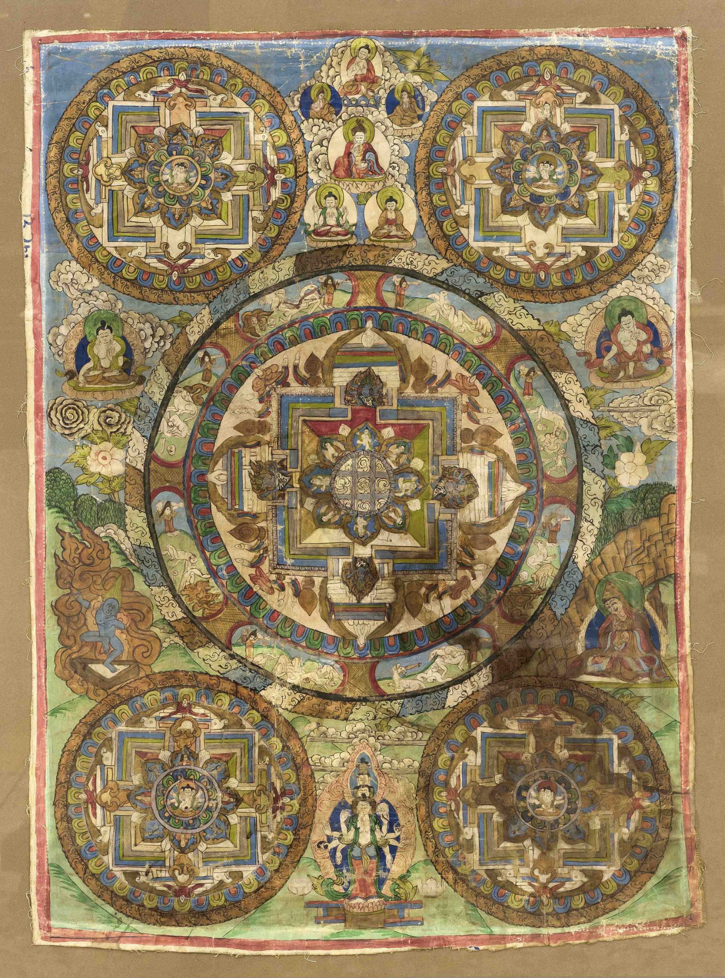 Thangka, Tibet, 19th/20th century, polychrome tempera painting on textile, traces of creasing,