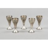 Five schnapps goblets, German, c. 1900, master's mark Jakob Grimminger, Schwäbisch Gmünd, silver