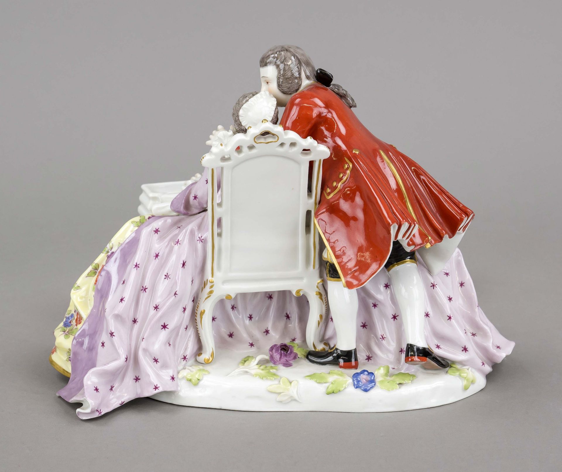 A gallant pair of lovers at a spinet, Meissen, Knauff Schwerter 1850-1924, 1st choice, designed by - Image 2 of 2