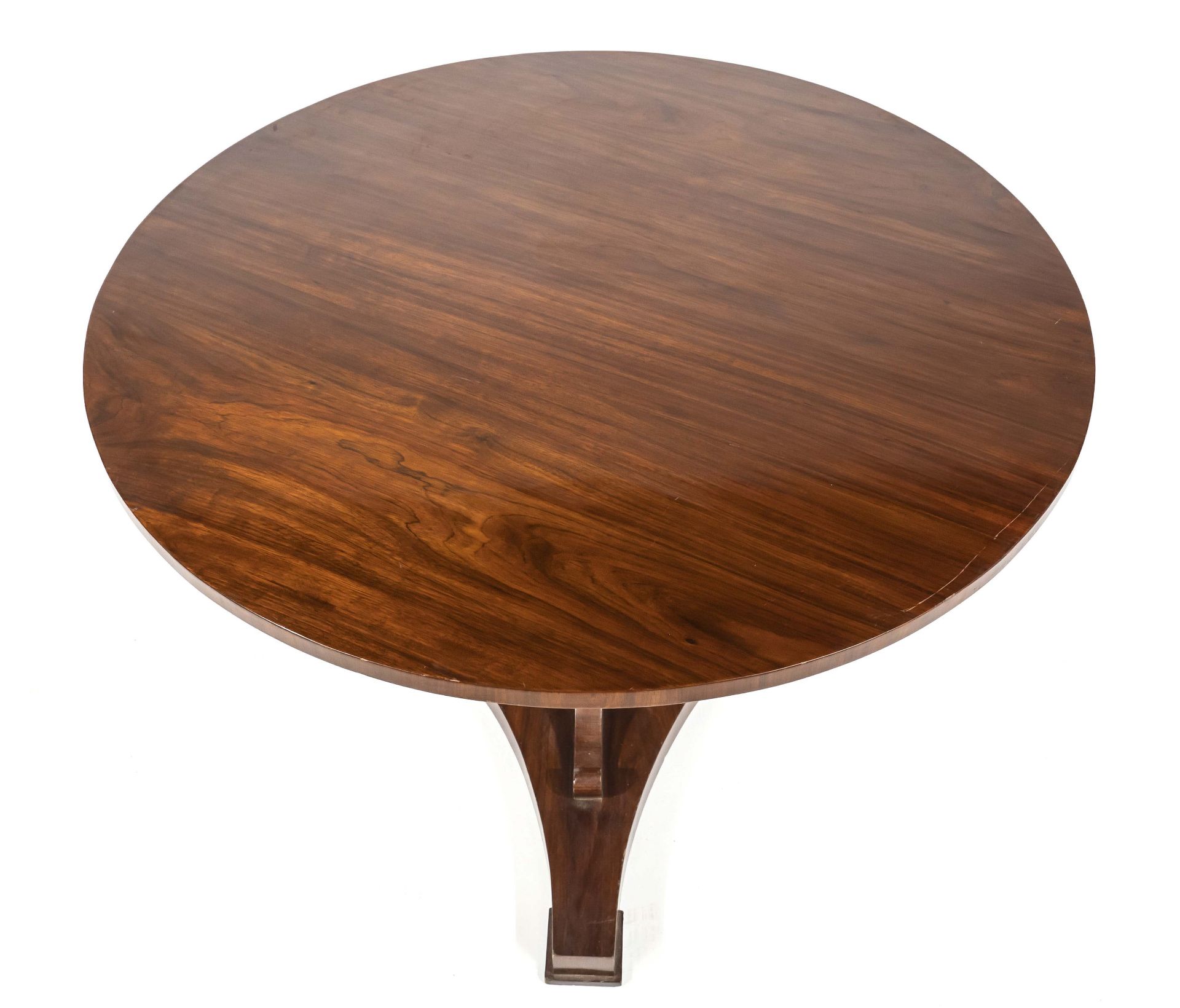 Round tea table in the Biedermeier style, late 20th century, mahogany veneer, folding top, h. 75 cm, - Image 3 of 3