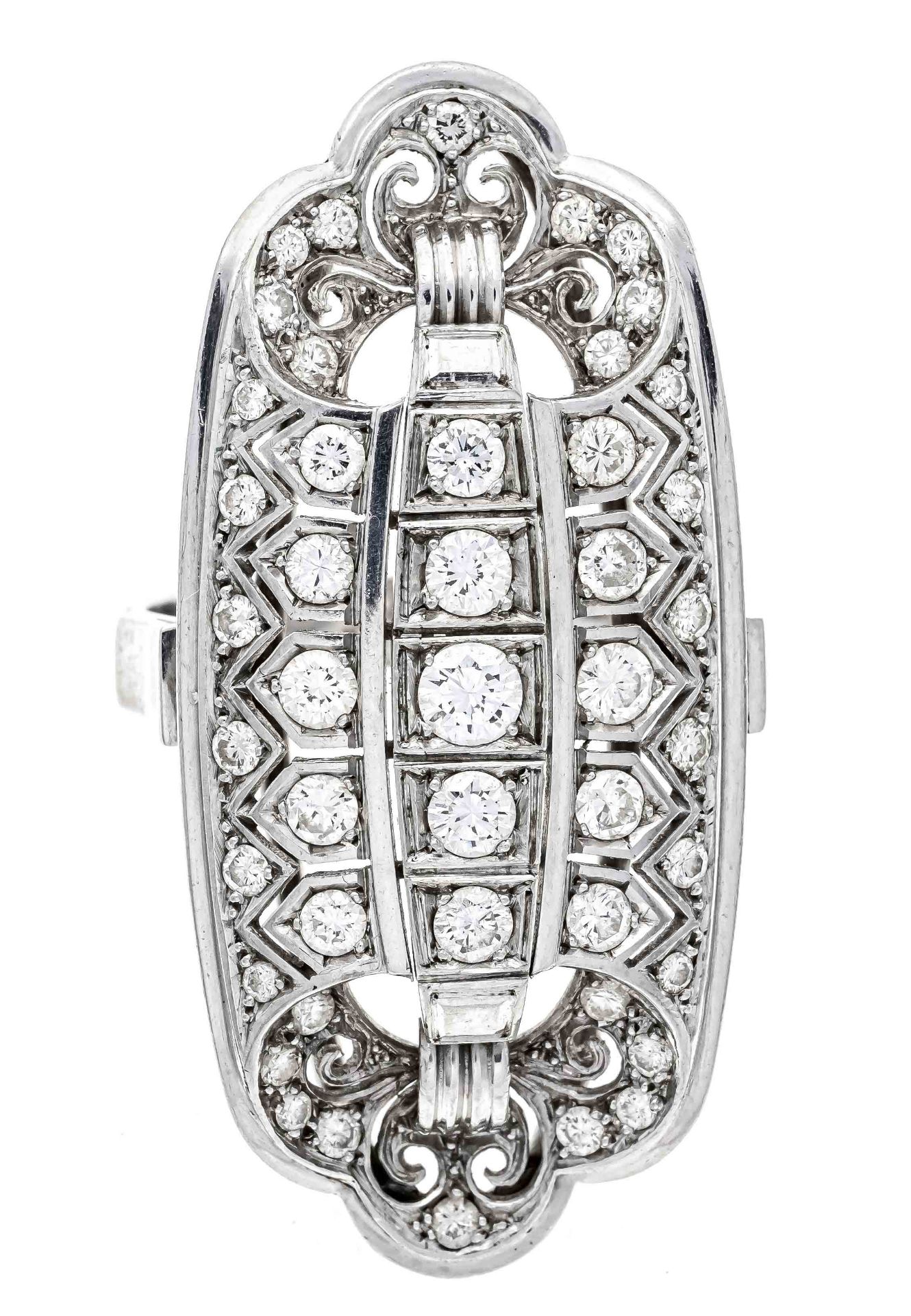 Opulent brilliant-cut diamond ring WG 585/000 with 45 brilliant-cut diamonds, total 2.10 ct - Image 2 of 2