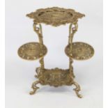 Tiered table, 19th/20th century, cast metal with gold decoration. A total of 4 openwork tiers on 3