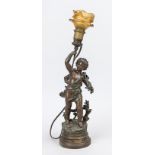 Figural lamp, France, late 19th century, inscribed ''Printemps par E. Rancoule?'' on a plaque on the