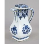 Baroque jug with lid, w. Holland, c. 1700, the shape modeled after a silver jug, underglaze blue