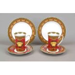 Two place settings, 6-piece, Rosenthal, designed by Versace for Rosenthal, late 20th century,