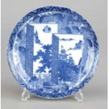 Arita plate, blue and white, Japan, c. 1900, porcelain with printed cobalt blue underglaze