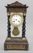 A portal clock, ebonized wood, 2nd half 19th century, ebonized, solid, twisted wooden columns,