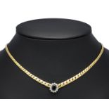 Sapphire-brilliant necklace GG/WG 585/000 with an oval faceted sapphire 6 x 4 mm and 12 brilliant-