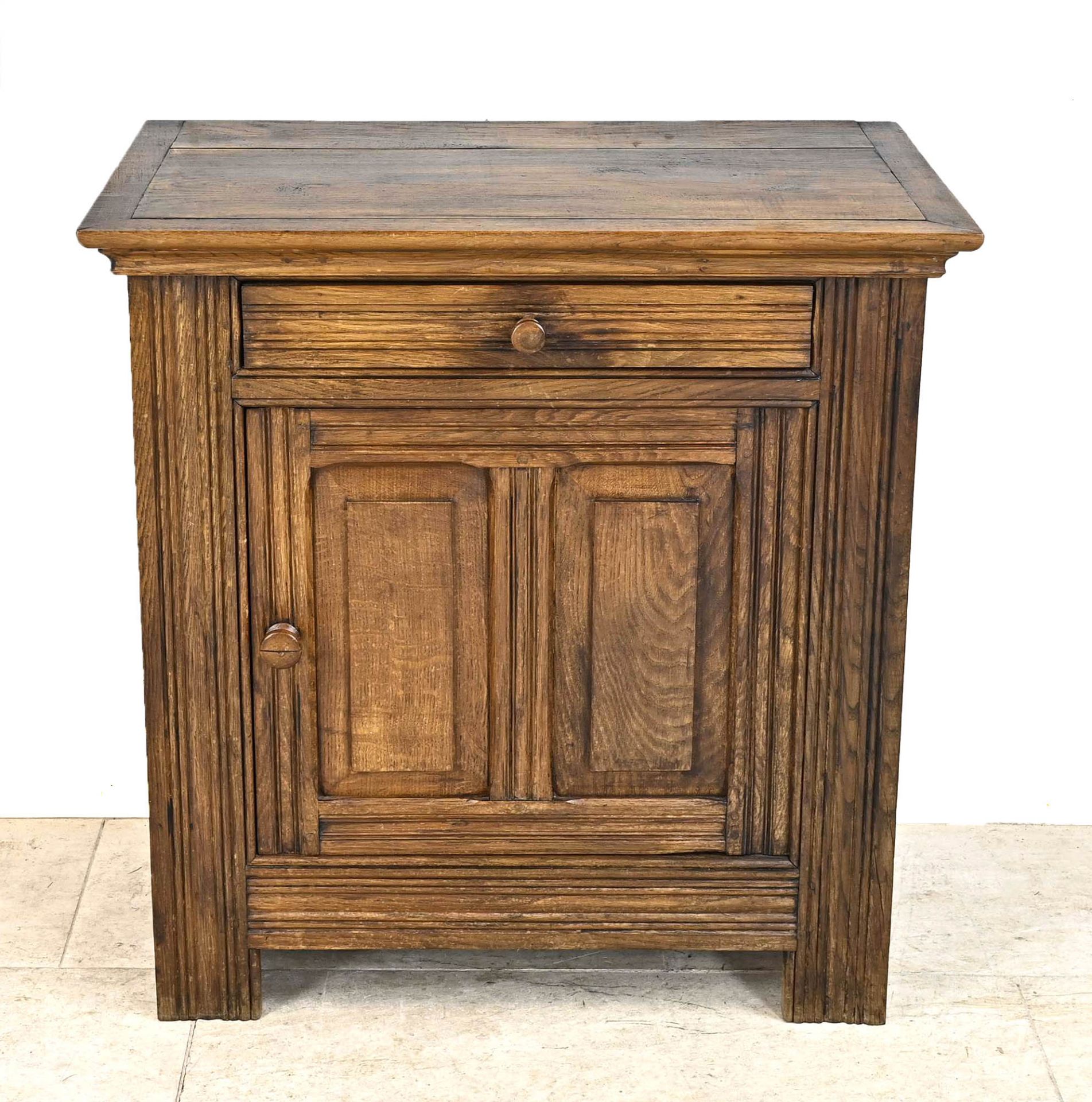 Half cupboard, early 20th century, solid oak, 1-door body with drawer, 82 x 78 x 43 cm - The