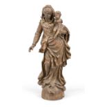 Anonymous sculptor of the 19th century, Madonna on the snake, full-size limewood sculpture,