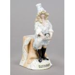 Erotic match holder, late 19th century, polychrome painted bisque porcelain. Standing woman, lifting