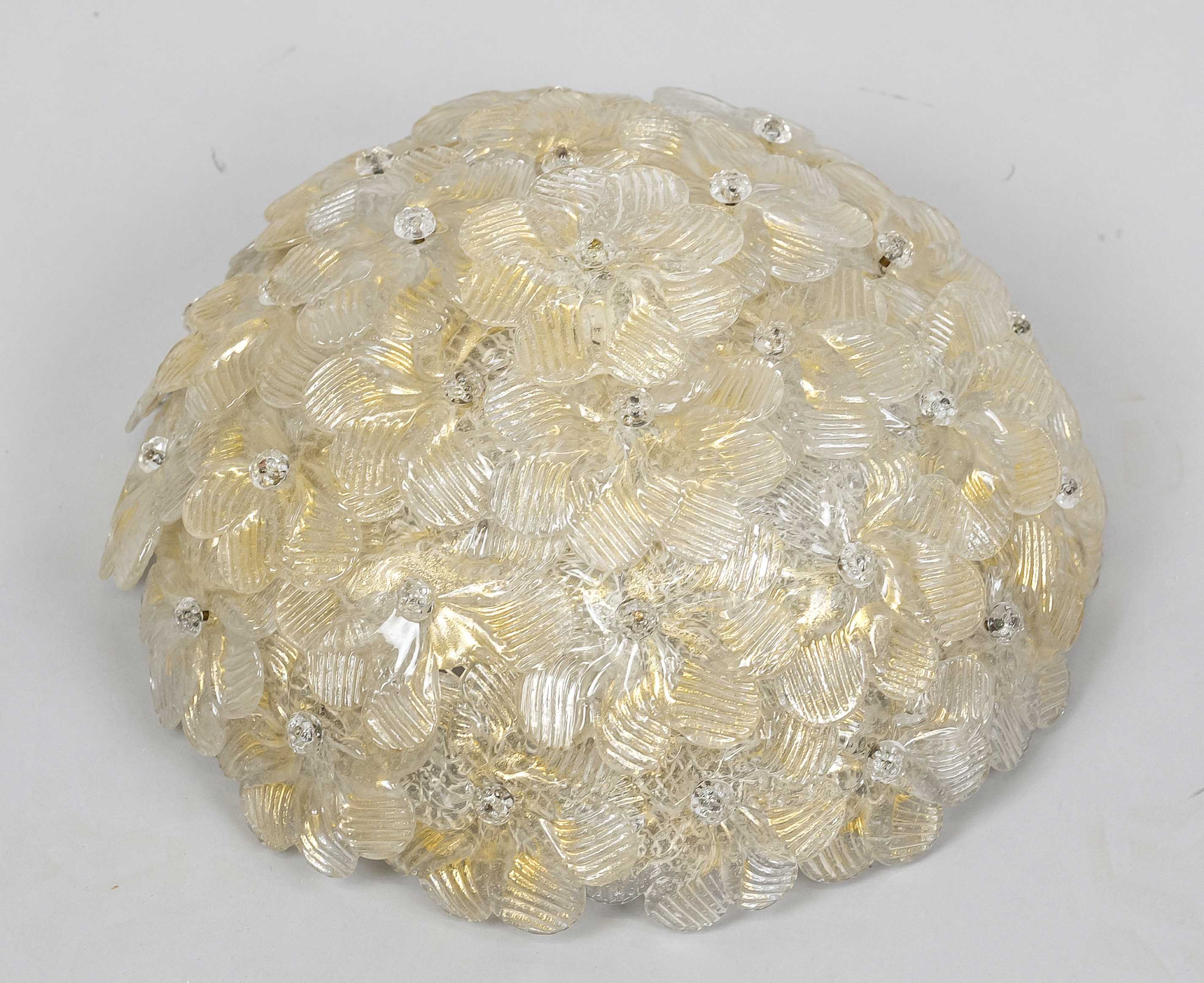 Plafonds with glass flowers, 20th century, d. 28 cm