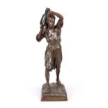 Louis Auguste Hiolin (1846-1910), 'Aguador', oriental water carrier, bronze, brown patinated and