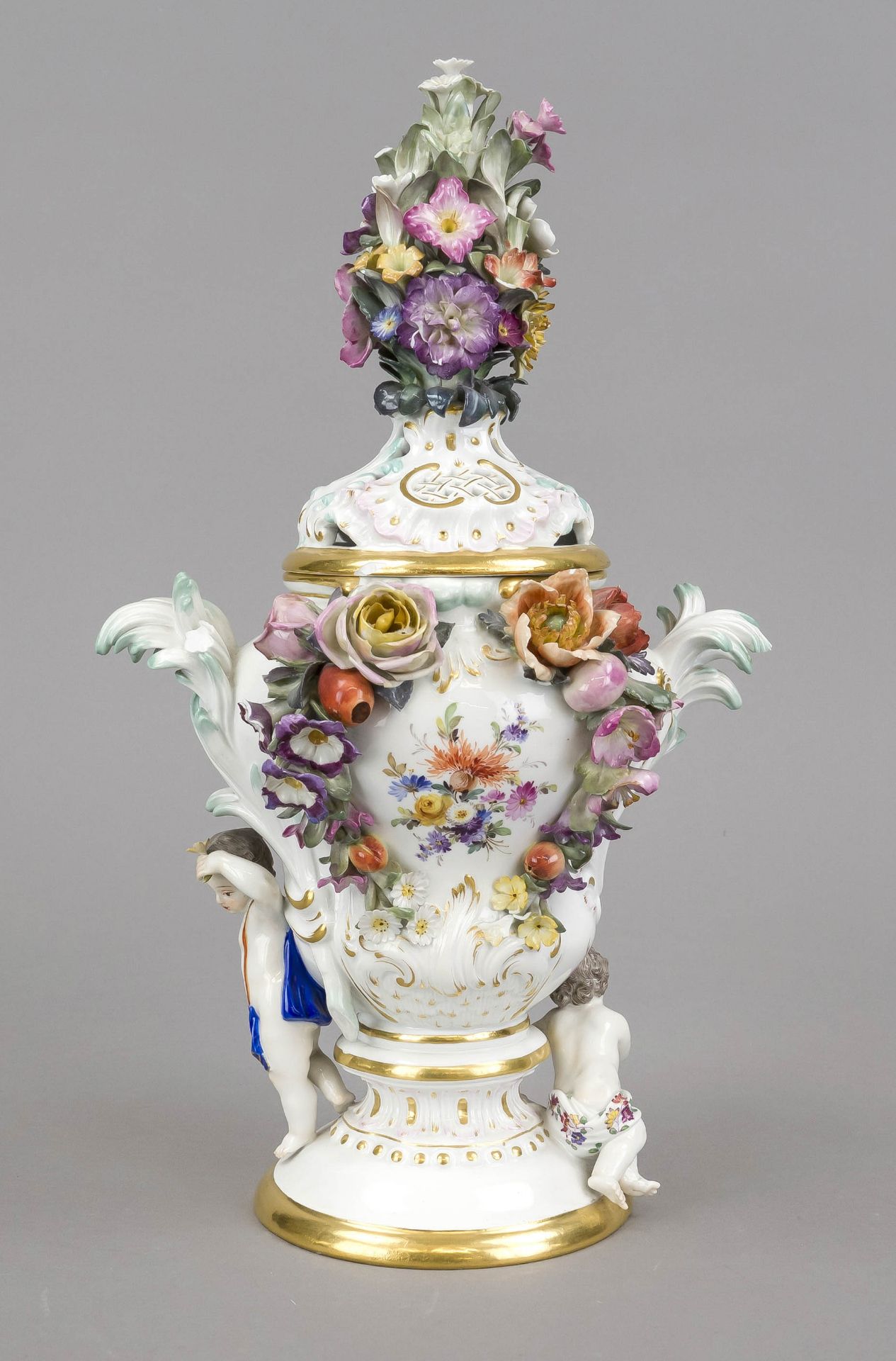 Potpourri with cupids, Meissen, Knauf Schwerter, mark 1850-1924, 1st choice, designed by Johann - Image 2 of 4